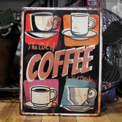 ブリキ看板 アンティーク エンボス プレート The art of Coffee コーヒー アメリカン雑貨の画像