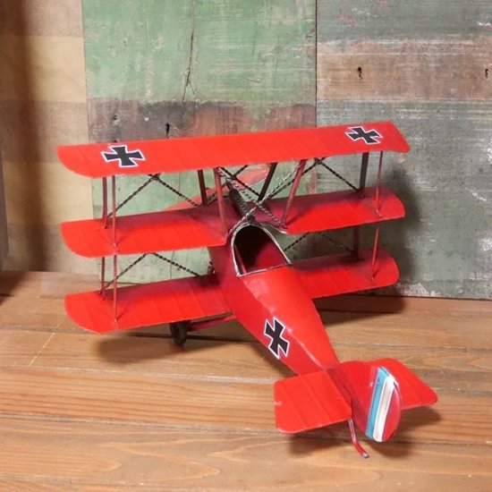 複葉機 インテリア 飛行機 triplane 三葉機 フォッカー ブリキのおもちゃ画像