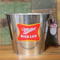 ブリキバケツ Miller HIGH LIFE ティンバケツ ワインクーラー ミラービール　アメリカン雑貨の画像