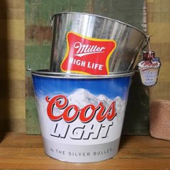 ブリキバケツ Miller HIGH LIFE ティンバケツ ワインクーラー ミラービール　アメリカン雑貨画像