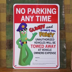 GUMBY NO PARKING プラスチック サインプレート ガンビー 駐車禁止 インテリアボード アメリカン雑貨の画像