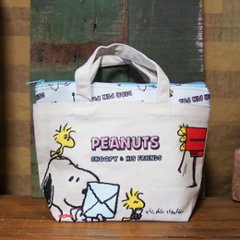 スヌーピー 保冷 保温 ランチバッグ 2WAY ブルー PEANUTS トートバッグの画像