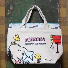 スヌーピー 保冷 保温 ランチバッグ 2WAY ブルー PEANUTS トートバッグ画像