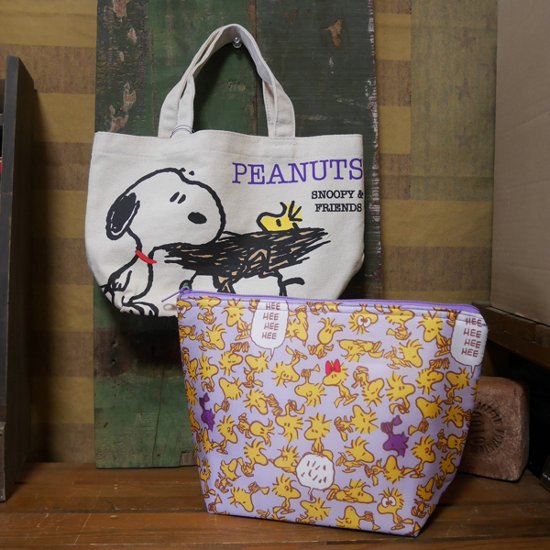 スヌーピー 保冷 保温 ランチバッグ 2WAY パープル PEANUTS トートバッグ画像