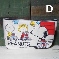 スヌーピー 帆布 スクエアポーチ PEANUTS 小物入れ 化粧ポーチ 筆記用具入れ　アメリカン雑貨画像