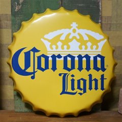 コロナビール 王冠型 ブリキ看板 インテリア ボトルキャップサイン Corona Light  Lサイズ アメリカン雑貨の画像