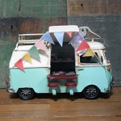 キッチンバスカフェ 自動車 インテリア ワーゲンバス タイプ　ブリキのおもちゃ アメリカン雑貨画像