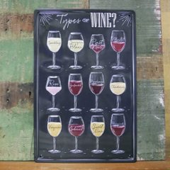 ワインティン看板　パブバー TYPE OF WINE　ティンプレートインテリア ブリキ看板の画像