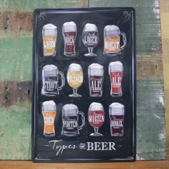 ビアティン看板　パブバー TYPE OF BEER　ティンプレートインテリア ブリキ看板の画像