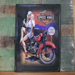 ブリキ看板【SPEED KING GIRL】A4サイズ エンボスティンプレート　アメリカン雑貨の画像