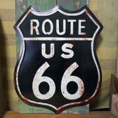 アンティークエンボスプレート ルート66 ブリキ看板 インテリア ROUTE US66　ティンサイン　アメリカン雑貨の画像