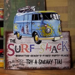 アンティークエンボスプレート ダイカット（SURF SHACK）  アメリカン雑貨 ブリキ看板の画像