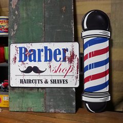 アンティークエンボスプレート［ダイカット（BARBER SHOP）］アメリカン雑貨の画像