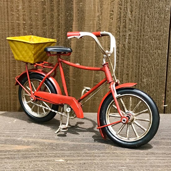 ブリキのおもちゃ バスケット 自転車 グッドオールド ブリキ製自転車　アメリカン雑貨画像