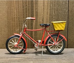 ブリキのおもちゃ バスケット 自転車 グッドオールド ブリキ製自転車　アメリカン雑貨画像