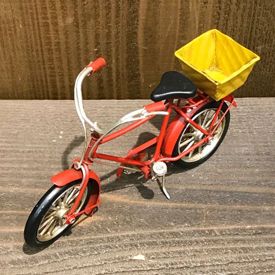 ブリキのおもちゃ バスケット 自転車 グッドオールド ブリキ製自転車　アメリカン雑貨画像