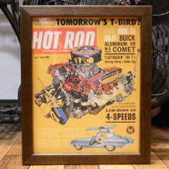 インテリアピクチャー 【HOT ROD】 レトロカー雑誌ポスター額 アメリカンインテリア の画像