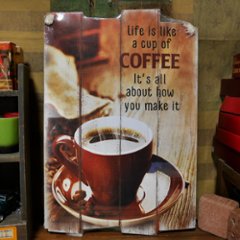 ウッドボード コーヒー インテリア 木製看板 A Cup of COFFEE 木製看板　アメリカン雑貨の画像