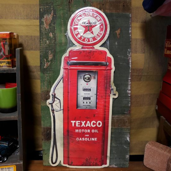 TEXACO GAS PUMP テキサコオイル ガスポンプ　オイルメーカー　ブリキ看板 アメリカン雑貨画像