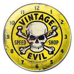 VINTAGE EVIL YELLOW SKULL ガレージクロック  ウォールクロック 壁掛け時計アメリカンインテリアの画像