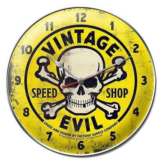 VINTAGE EVIL YELLOW SKULL ガレージクロック  ウォールクロック 壁掛け時計アメリカンインテリア画像