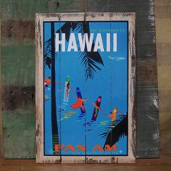 ハワイアン パンナム ヴィンテージ看板 インテリア HAWAII 木製看板 ウッドサイン　アメリカン雑貨の画像