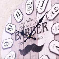 バーバーショップ アンティークMDFクロック 掛時計 BARBER SHOP Since 1956アメリカン雑貨画像