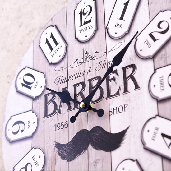 バーバーショップ アンティークMDFクロック 掛時計 BARBER SHOP Since 1956アメリカン雑貨画像