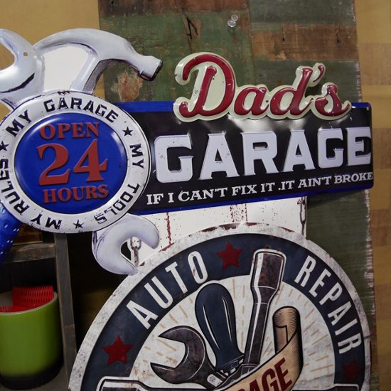 アンティーク メタルプレート  DAD'S GARAGE 2  ティンプレート　アメリカン雑貨画像