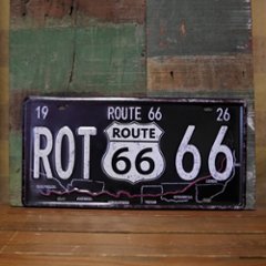 ルート66 アンティークエンボスプレート ROUTE66 Sign Map  ライセンスプレート　アメリカン雑貨の画像