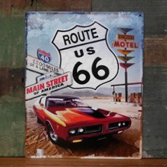 ルート66 アンティークエンボスプレート ROUTE66  MAIN STREET　アメリカン雑貨の画像