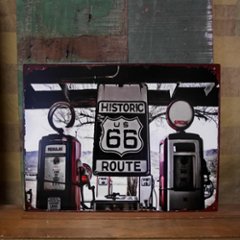 ルート66 アンティークエンボスプレート ROUTE66  Gas Station 　アメリカン雑貨の画像