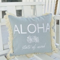 デニムアロアロ クッションカバー ハワイアン ALOHA 背当てクッション画像