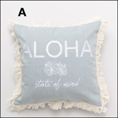 デニムアロアロ クッションカバー ハワイアン ALOHA 背当てクッション画像