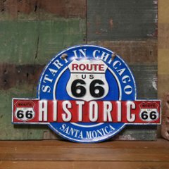 ルート66 ブリキ看板 インテリア ROUTE66 ダイカット レトロデイズプレートの画像