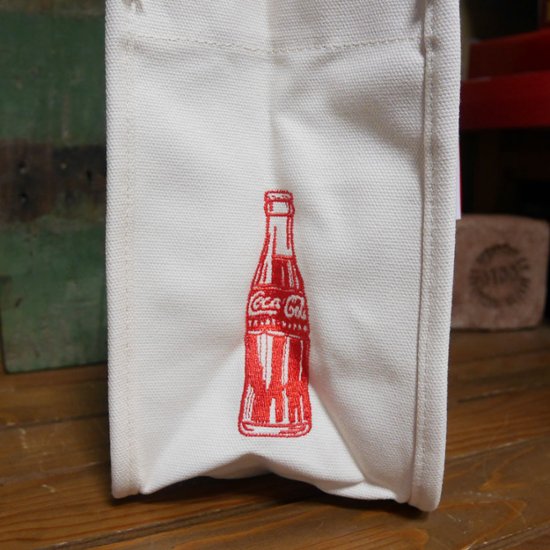 コカ コーラ ミニトートバッグ Coca-Cola 刺繍ロゴ 帆布 ランチトートバッグ　アメリカン雑貨画像