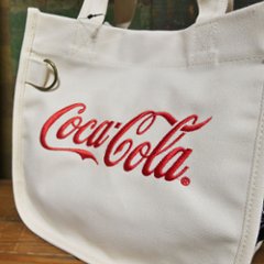 コカ コーラ ミニトートバッグ Coca-Cola 刺繍ロゴ 帆布 ランチトートバッグ　アメリカン雑貨画像