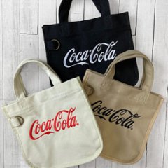 コカ コーラ ミニトートバッグ Coca-Cola 刺繍ロゴ 帆布 ランチトートバッグ　アメリカン雑貨画像