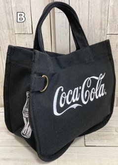 コカ コーラ ミニトートバッグ Coca-Cola 刺繍ロゴ 帆布 ランチトートバッグ　アメリカン雑貨画像