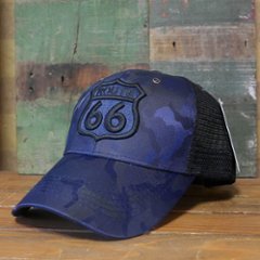 ルート66 メッシュキャップ Mesh Cap ROAD SHIELD ネイビー カモ 帽子 アメカジ　アメリカン雑貨の画像