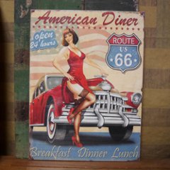 木製看板 アメリカン ルート66 ウッドボード American Diner 66 アメリカン雑貨の画像