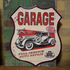 アンティークエンボスプレート GARAGE Since 1952 インテリア ブリキ看板　アメリカン雑貨の画像