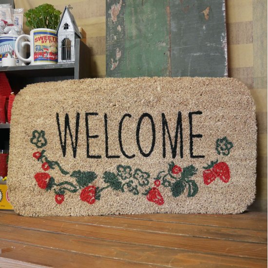 ウェルカムコイヤーマット ボタニカル ストロベリー  WELCOME MAT コイヤーマット  アメリカン雑貨画像