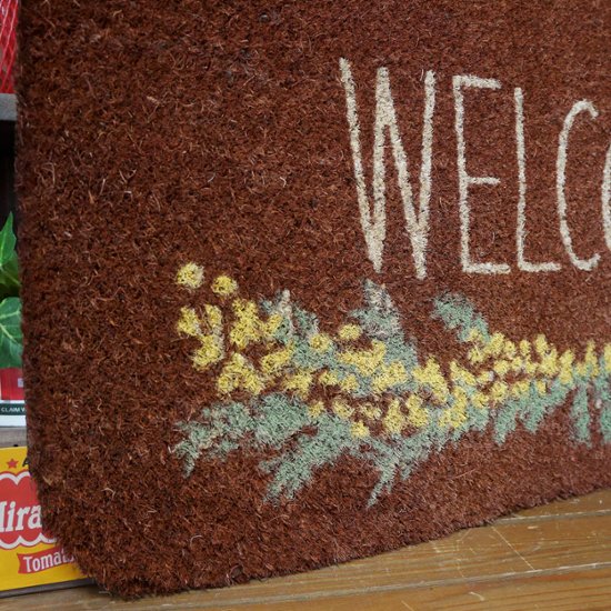 ウェルカムコイヤーマット ボタニカル ミモザ  WELCOME MAT コイヤーマット  アメリカン雑貨画像