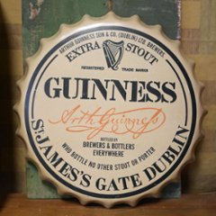 ギネス エンボス ボトルキャップサイン  GUINNESS  インテリア 王冠型 ブリキ看板 アメリカン雑貨画像