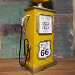 ガスポンプ テーブルクロック ルート66 置時計 YELLOW ROUTE66　アメリカン雑貨画像