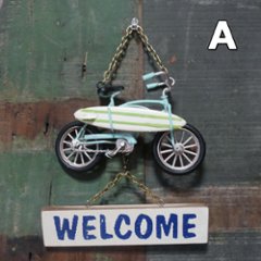 ビーチクルーザー サイン看板 自転車　サーフボード 【WELCOME】ウエルカム　アメリカン雑貨画像