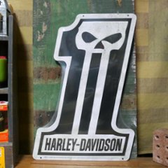 ハーレーダビッドソン HARLEY-DAVIDSON ナンバー1　エンボスティンサイン  アメリカン雑貨の画像