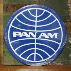 パンナム アルミニウム サイン ROUND Pan Am Blue アメリカンインテリア　アメリカン雑貨の画像