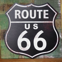 ルート66 アンティークプレート ROUTE66 ブリキ看板ブラック US66 アメリカン雑貨の画像